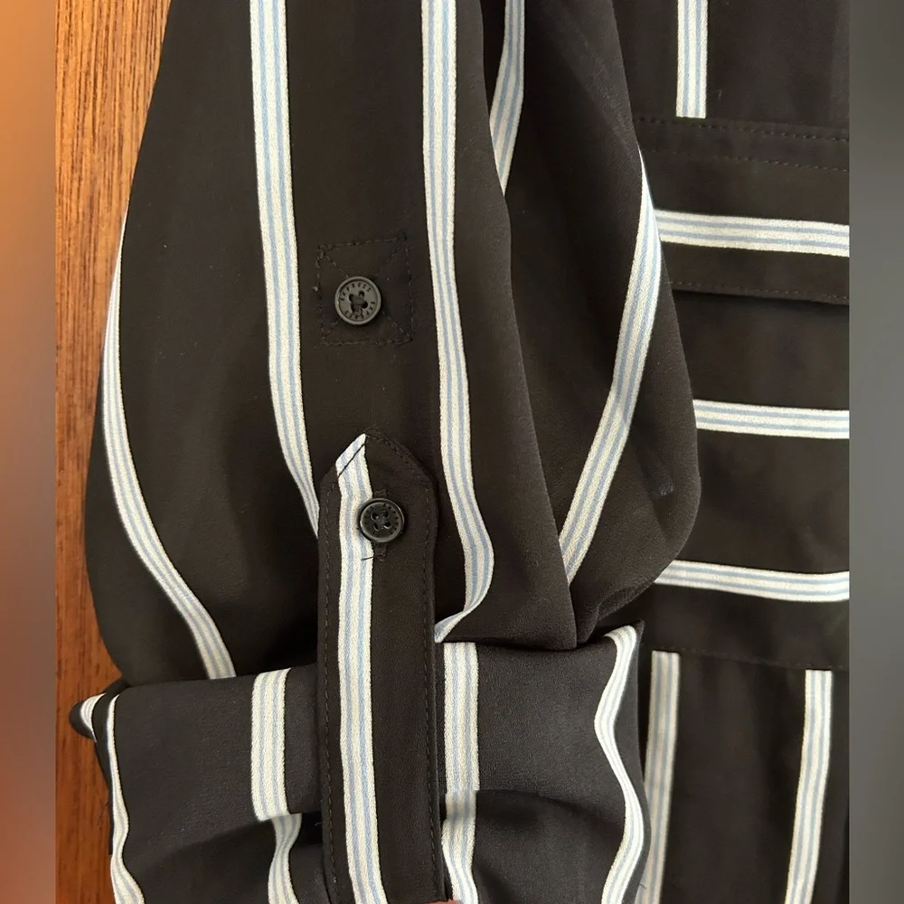 Express Women's Navy Top with Blue and White Stripes - Picture 6 of 6